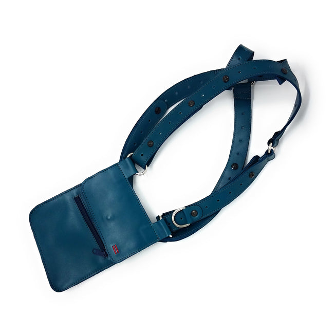 Custom-secured NiK Kacy Modular single holster bag in Teal, fastened with engineered screws for durability and security.